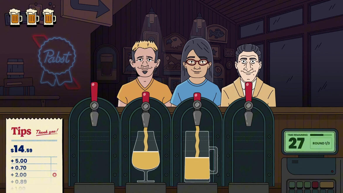 Perfect Pour: Pabst Blue Ribbon Edition - gameplay screenshot Perfect Pour: Pabst Blue Ribbon Edition - gameplay screenshot