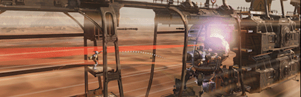 Oddworld: Soulstorm - boss battle on train